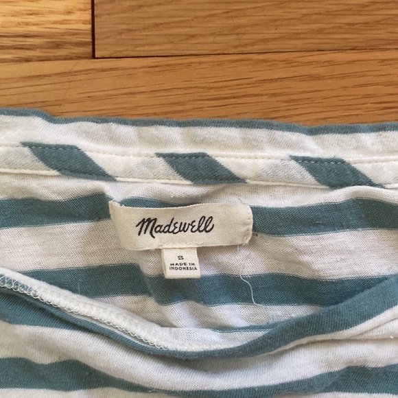Madewell Striped T-Shirt with Tie Sleeves - Picture 2 of 4